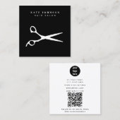 Friseur-Stylist-Schere Barber QR-Code-Firmenlogo Quadratische Visitenkarte (Vorne/Hinten)