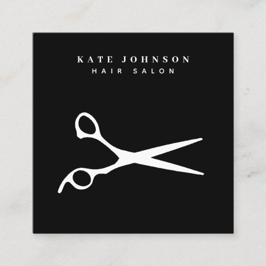 Friseur-Stylist-Schere Barber QR-Code-Firmenlogo Quadratische Visitenkarte (Vorderseite)