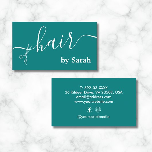 Friseur-Stylist-Schere Barber Shop Aquamarin kunde Visitenkarte