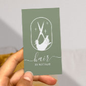 Friseur-Stylist-Schere & Hand-Logo-Seite Grüner Sa Visitenkarte