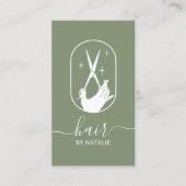 Friseur-Stylist-Schere & Hand-Logo-Seite Grüner Sa Visitenkarte (Vorderseite)