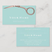 Friseur Stylist Schere Rose Moderne Aqua Mint Visitenkarte (Vorne/Hinten)