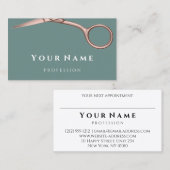 Friseur Stylist Schere Rose Smoky Minze Visitenkarte (Vorne/Hinten)