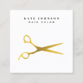 Friseur-Stylist-Scheren Barber QR Code Black & Gol Quadratische Visitenkarte (Vorderseite)