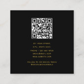 Friseur-Stylist-Scheren Barber QR Code Black & Gol Quadratische Visitenkarte (Rückseite)