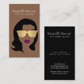Friseur, Stylist, Schönheit Girl Brown Visitenkarte (Vorne/Hinten)