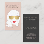Friseur, Stylist, Schönheitsmädchen auf Pfirsich Visitenkarte (Vorne/Hinten)