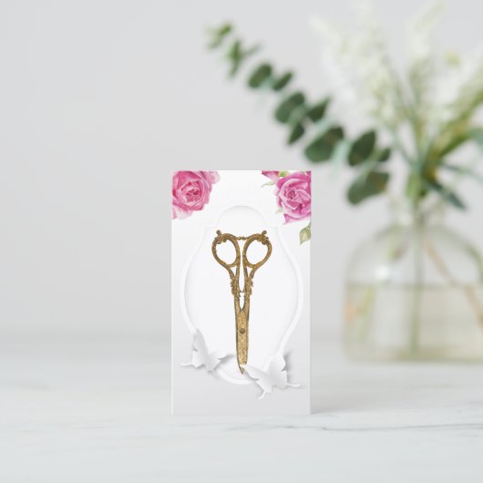 Friseur-Stylist Schönheitssalon Butterfisch & Blum Visitenkarte (Stehend Vorderseite)