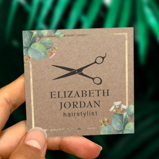 Friseur-Stylist Schönheitssalon Foliage Rustic Kra Quadratische Visitenkarte