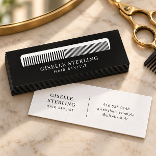 Friseur-Stylist Schwarz-Weiß-Kamm Minimalistische  Mini Visitenkarte