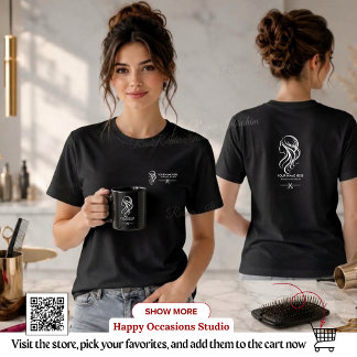 Friseur-Stylist Schwarz-Weiß-Salon-Uniform, editie T-Shirt