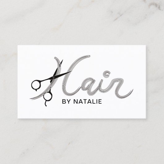 Friseur-Stylist-Scissor & Hair Typografy-Salon Visitenkarte (Vorderseite)