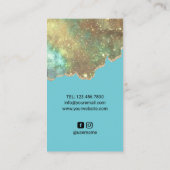 Friseur Stylist Trendy Aquamarin Gold Glitzer Beau Visitenkarte (Rückseite)