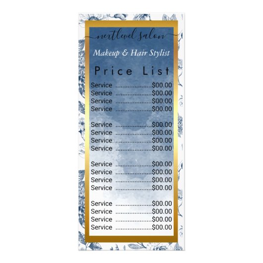 Friseur Stylist Vintag Blauer Blumensalon Werbekarte (Vorne)