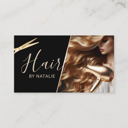 Friseur-Stylistin Beauty Girl Foto Visitenkarte (Vorderseite)