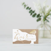 Friseur-Stylistin Beauty Girl Rustikales Salon Terminkarte (Stehend Vorderseite)