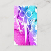 Friseur-Stylistin Butterfly & Schere Wasserfarbe Visitenkarte (Vorderseite)