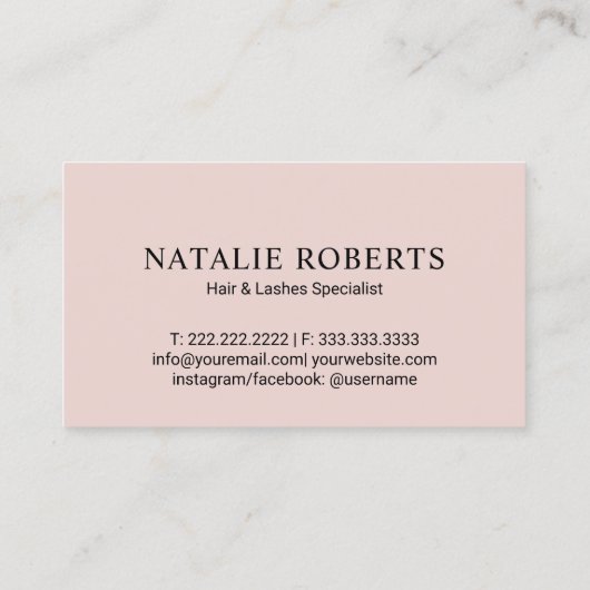 Friseur-Stylistin Lashes Schönheitssalon Pinacotec Visitenkarte (Rückseite)