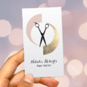 Friseur-Stylistin Modernes Gold Blush Pink-Schere Visitenkarte