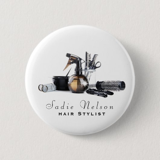 Friseur-Stylistin Salon Tools Beauty Business Button (Vorderseite)