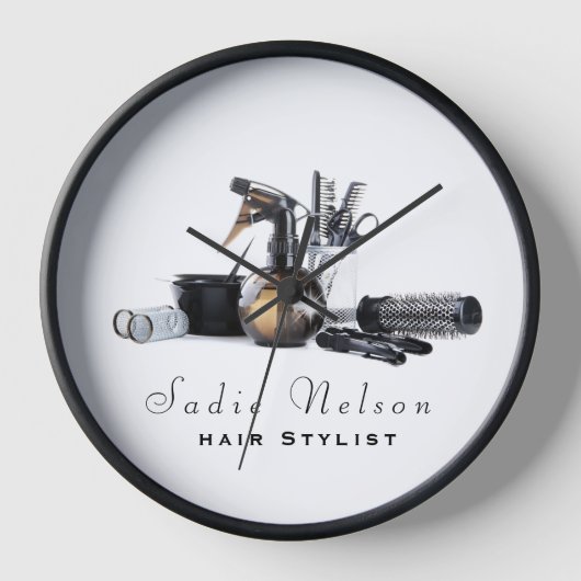 Friseur-Stylistin Salon Tools Beauty Business Uhr (Vorderseite)
