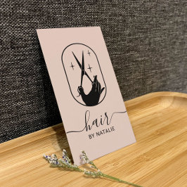 Friseur-Stylistin-Schere & Handlogo Rosa Rosa Salo Visitenkarte