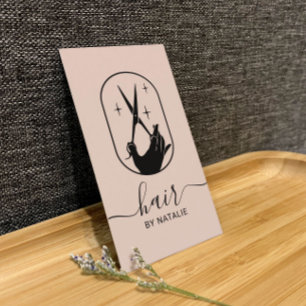 Friseur-Stylistin-Schere & Handlogo Rosa Rosa Salo Visitenkarte