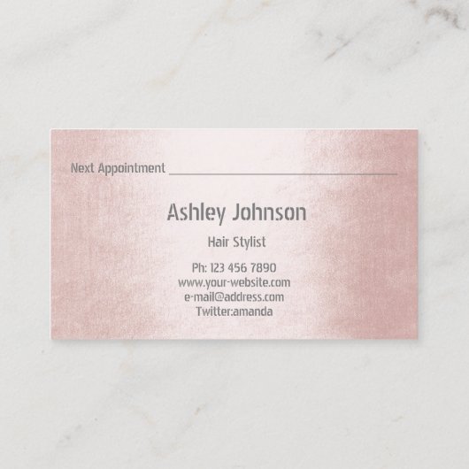 Friseur-Styllensalon Blush Pink Terminkarte Visitenkarte (Rückseite)