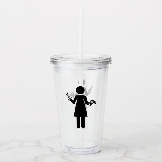 Friseur-Symbol Acryltrinkbecher (Vorderseite)