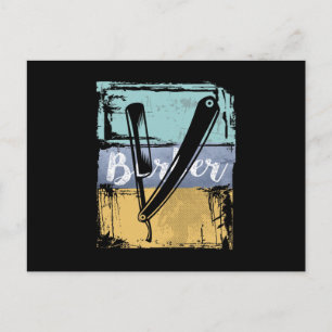 Friseur-T-Shirt: Vintag Retro-Razor Postkarte