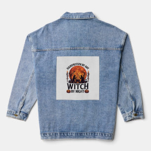 Friseur Tag Hexe Nacht Halloween Kamm Schere Jeansjacke