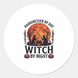 Friseur Tag Hexe Nacht Halloween Kamm Schere Runder Aufkleber