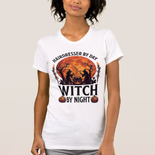 Friseur Tag Hexe Nacht Halloween Kamm Schere T-Shirt