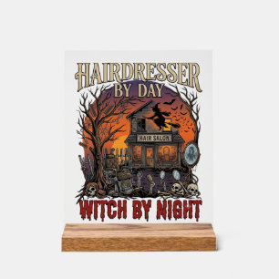 Friseur Tag Hexe Nacht Halloween Salon Totenköpfe Acrylschild