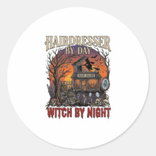 Friseur Tag Hexe Nacht Halloween Salon Totenköpfe Runder Aufkleber