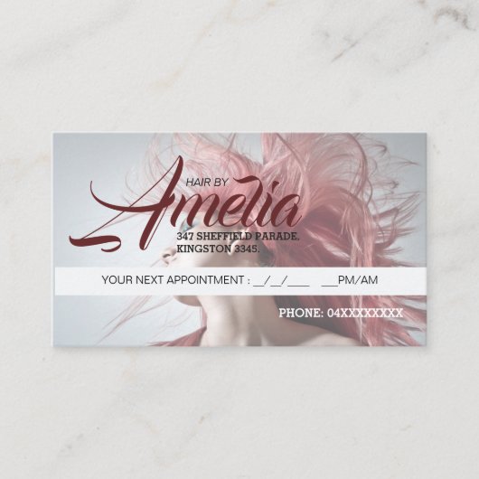 Friseur-Termin Karte Rosa Haar (Vorderseite)