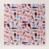 Friseur-Tools, Nahtloses, stilvolles Muster. Puzzle (Vertikal)