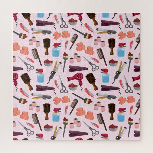 Friseur-Tools, Nahtloses, stilvolles Muster. Puzzle (Vertikal)