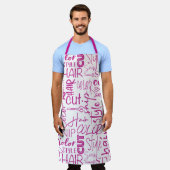 Friseur Typografie Rosa und Weiß Moderne Schürze (Getragen)