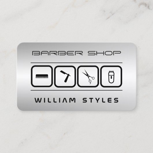 Friseur und Friseur aus Silber Visitenkarte (Vorderseite)