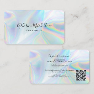 Friseur- und Make-up-Salon QR-Code holografisch Visitenkarte
