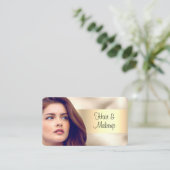 Friseur- und Makeup-Salon, Ihr Foto, Gold auf Gold Visitenkarte (Stehend Vorderseite)