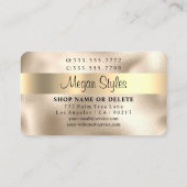 Friseur- und Makeup-Salon, Ihr Foto, Gold auf Gold Visitenkarte (Rückseite)