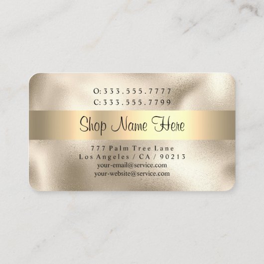 Friseur- und Makeup-Salon, Ihr Foto, Gold, Vs 2 Visitenkarte (Rückseite)