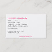 Friseur- und Schönheitssalon, Visitenkartendesign Visitenkarte (Rückseite)