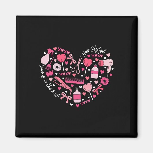 Friseur Valentinstag Herz Friseuse Kosmetik Magnet (Vorne)