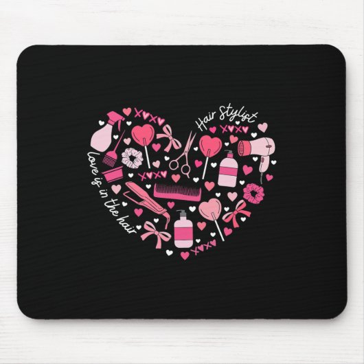 Friseur Valentinstag Herz Friseuse Kosmetik Mousepad (Vorne)