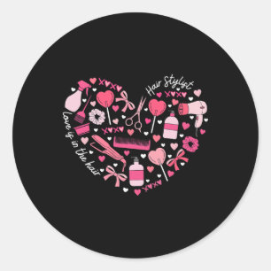 Friseur Valentinstag Herz Friseuse Kosmetik Runder Aufkleber