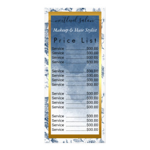 Friseur Vintage Blau Florales Salon Werbekarte