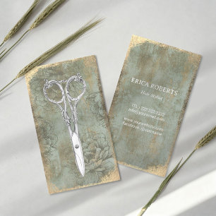 Friseur Vintage Gold Grunge Rahmen Salon Visitenkarte